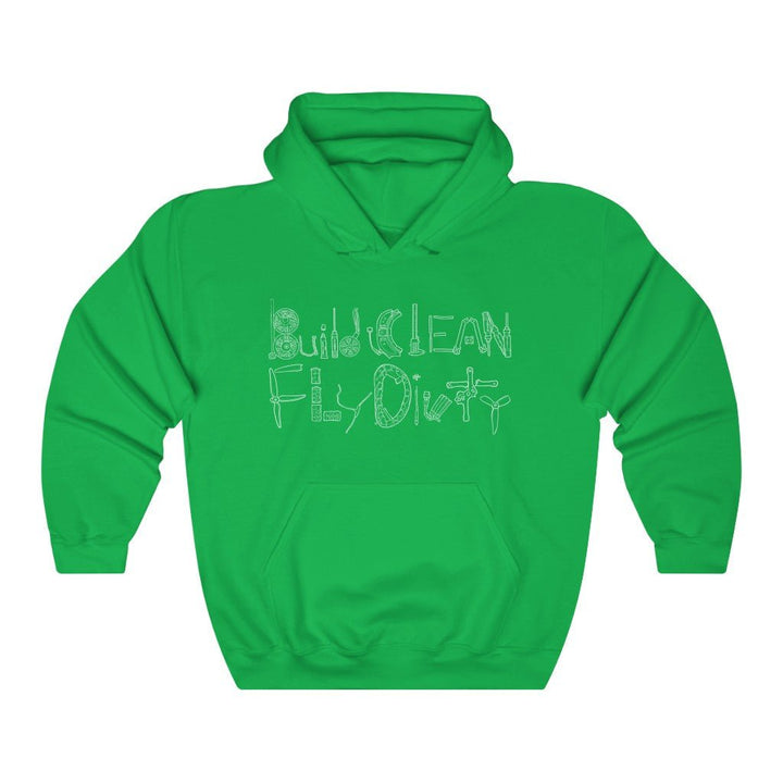 Build Clean Fly Dirty Hoodie (Tango2 approved) - White Logo at WREKD Co.