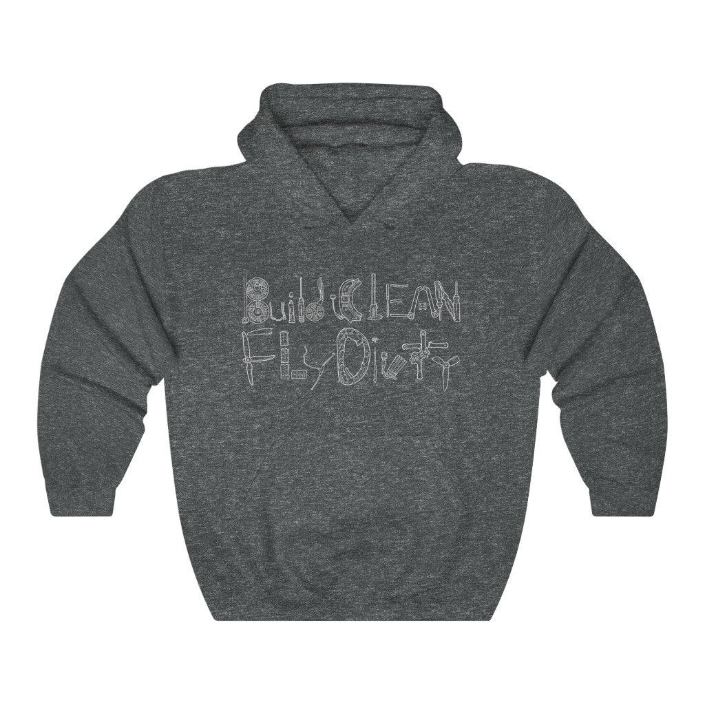 Build Clean Fly Dirty Hoodie (Tango2 approved) - White Logo at WREKD Co.