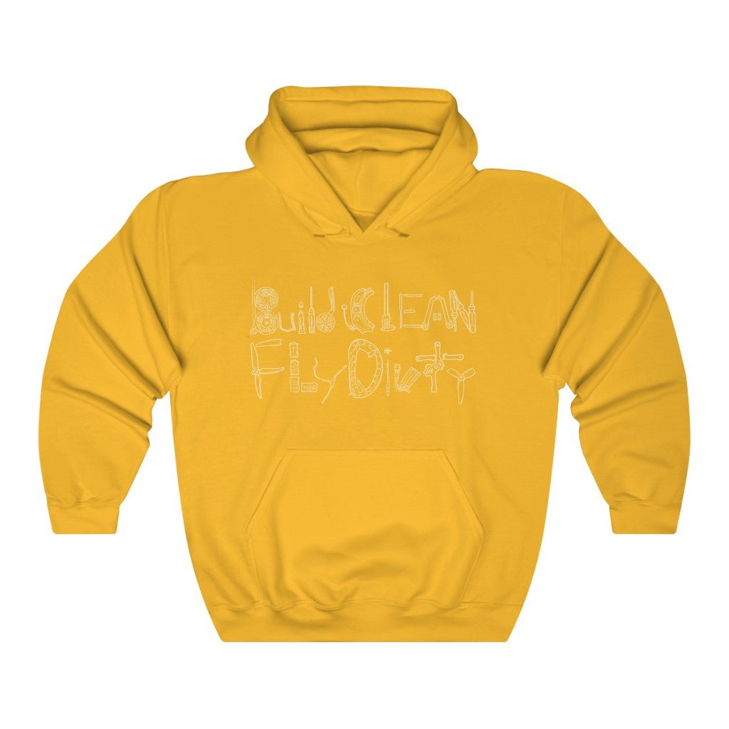 Build Clean Fly Dirty Hoodie (Tango2 approved) - White Logo at WREKD Co.