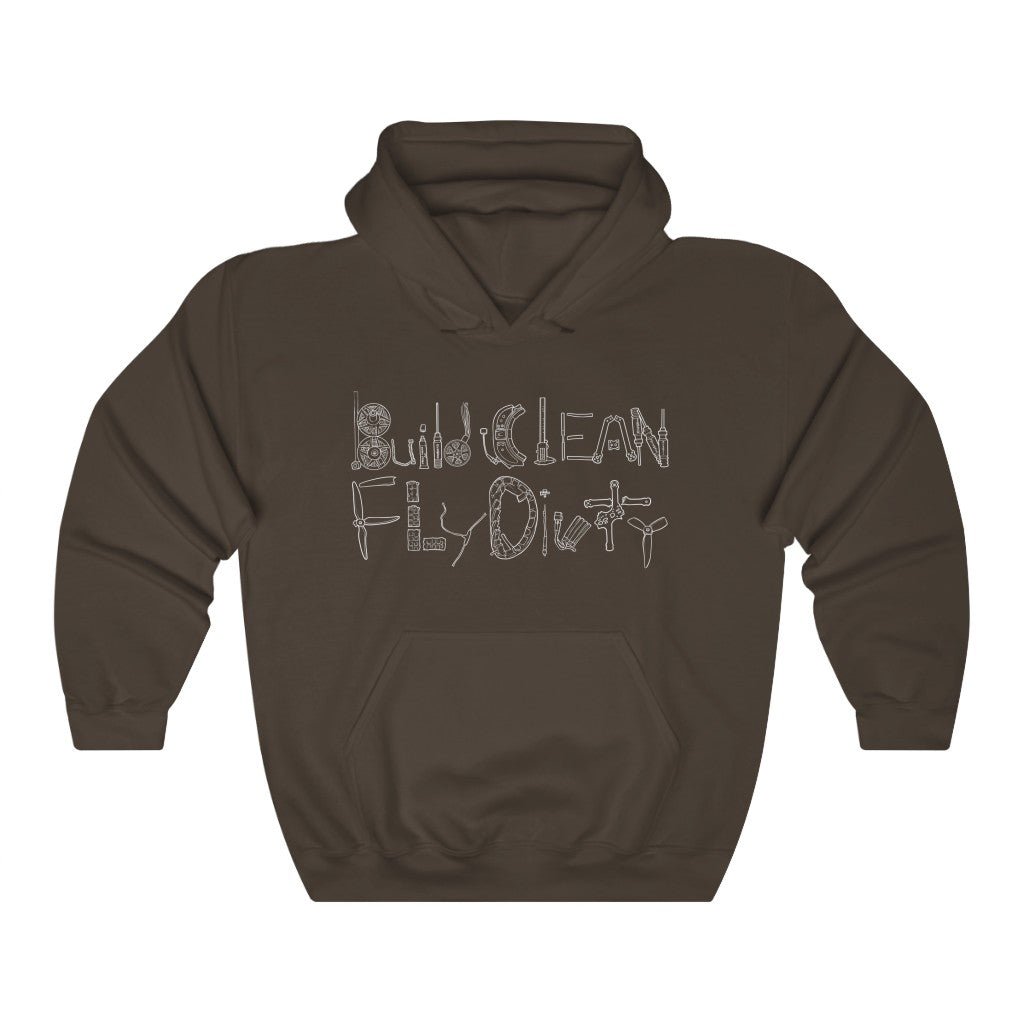 Build Clean Fly Dirty Hoodie (Tango2 approved) - White Logo at WREKD Co.