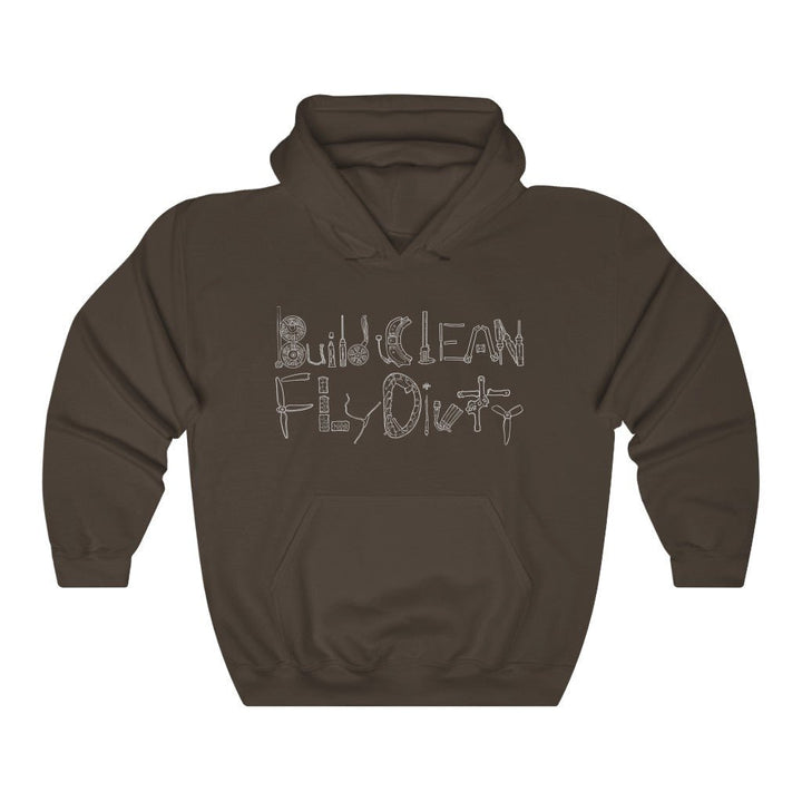 Build Clean Fly Dirty Hoodie (Tango2 approved) - White Logo at WREKD Co.