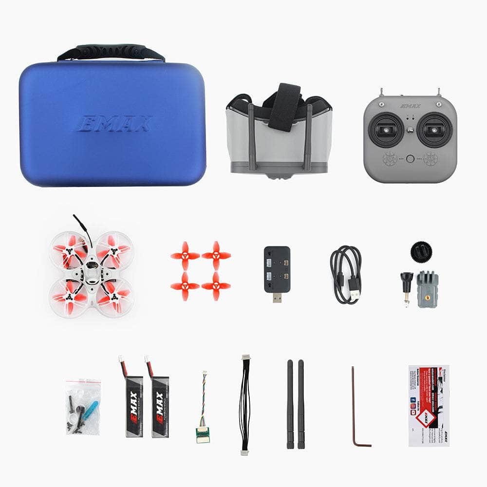 EMAX RTF Tinyhawk III Plus Whoop Ready-to-Fly ELRS 2.4GHz HDZero Kit w/ Goggles, Radio Transmitter, Batteries, Charger, Case and Drone at WREKD Co.