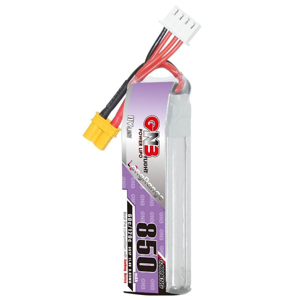 Gaoneng GNB 11.4V 3S 850mAh 60C LiHV Micro Battery (Long Type) - XT30 at WREKD Co.