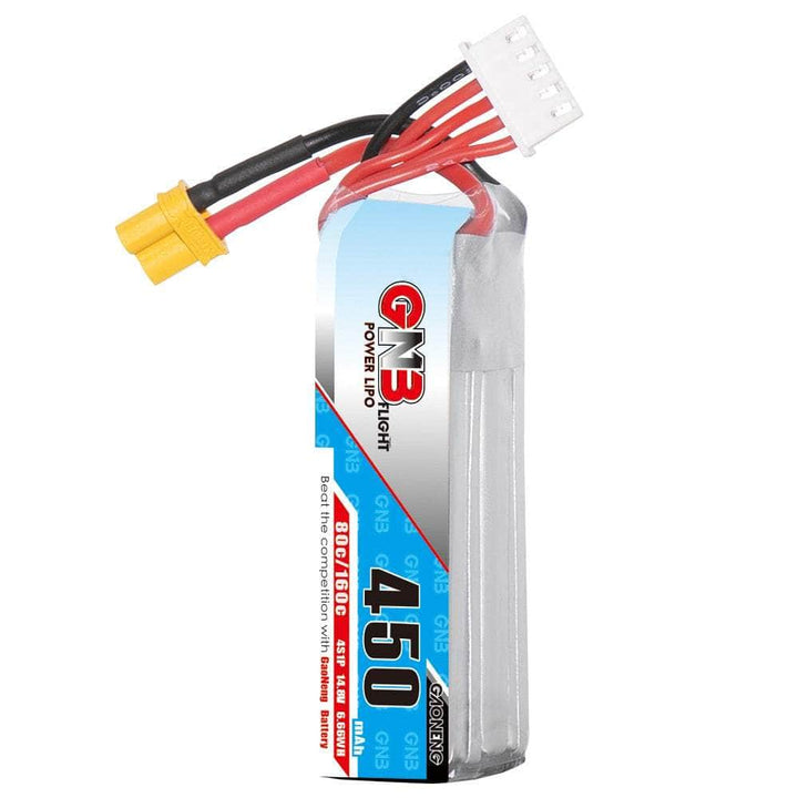 Gaoneng GNB 14.8V 4S 450mAh 80C LiPo Micro Battery (Long Type) - XT30 at WREKD Co.