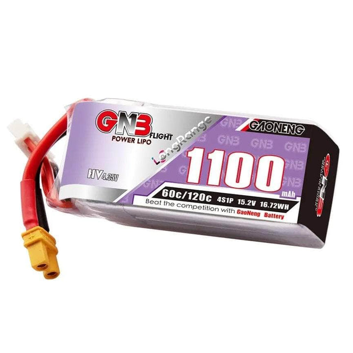 Gaoneng GNB 15.2V 4S 1100mAh 60C LiHV Battery - XT30 at WREKD Co.