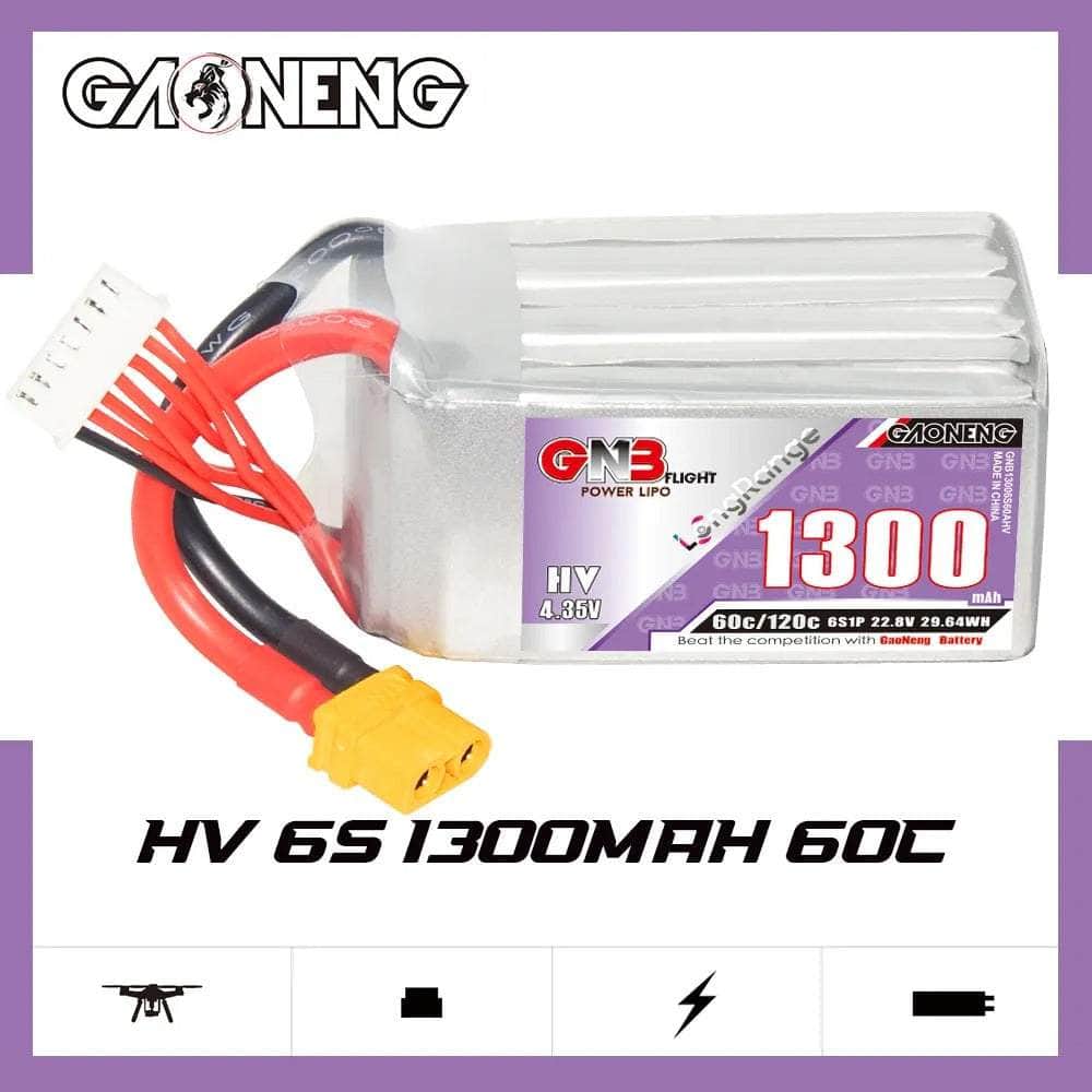 Gaoneng GNB 22.8V 6S 1300mAh 60C LiHV Battery - XT60 at WREKD Co.