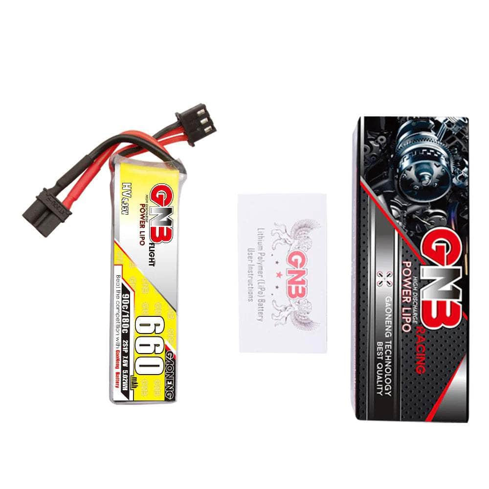 Gaoneng GNB 7.6V 2S 660mAh 90C LiHV Micro Battery (Long Type) - XT30 at WREKD Co.