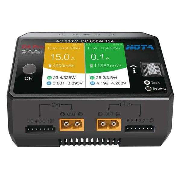 HOTA D6 Pro 325W 15A 1-6S Dual Channel AC/DC Smart Charger w/ Wireless Cellphone Charging - Choose Your Color at WREKD Co.