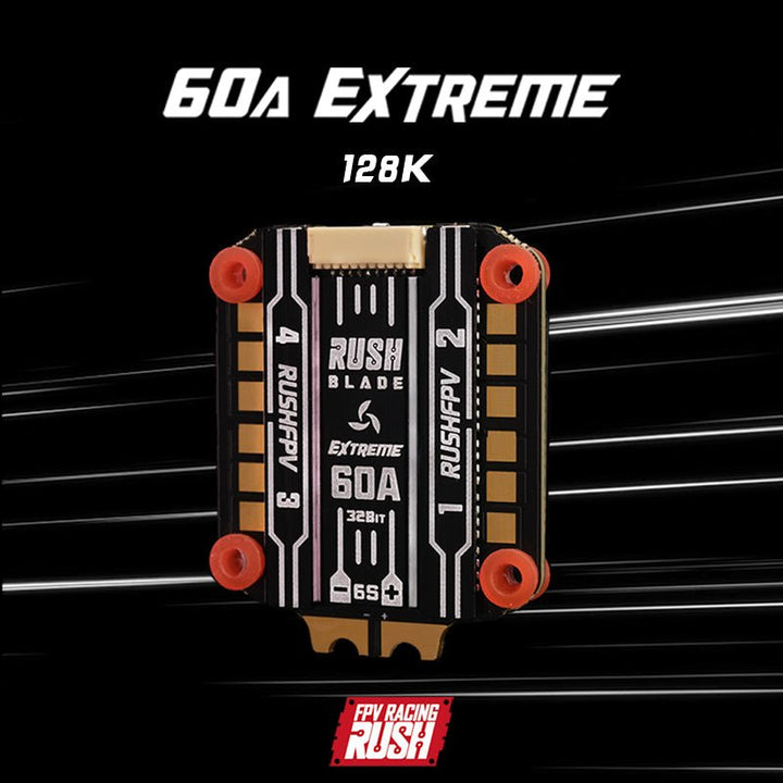 RUSHFPV Blade Extreme 60A 32Bit 3-6S 128kHz 30x30 4in1 ESC at WREKD Co.