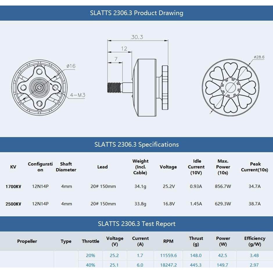 T-Motor Slatts 2306.3 2500Kv Motor - Choose Color at WREKD Co.