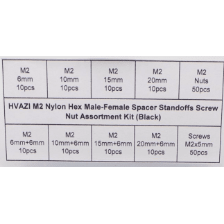 WREKD M2 Nylon Hex Male-Female Spacer Standoffs Screw Nut Assortment Kit (Black) for 2"/3" and 20x20 Rigs at WREKD Co.